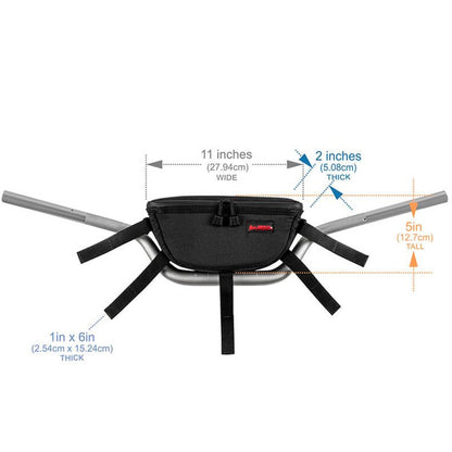 11" Adventure Motorcycle Hanldebar Bag Dimensions.