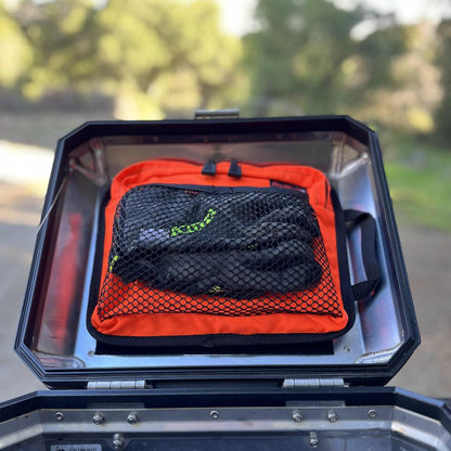 Moto Pockets Hi-Viz Top Case Lid Bag mounted to BMW GS