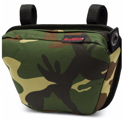 Moto Pockets OG T-Bar Handlebar Bag in Green Camo.